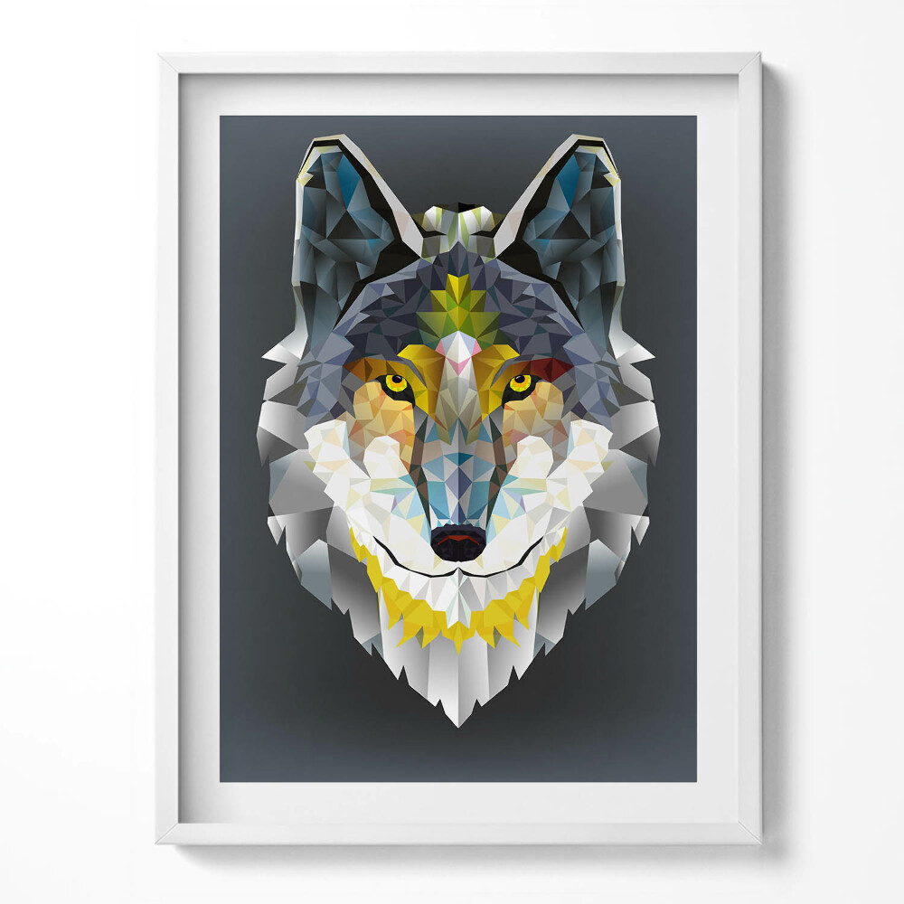 Tablou living cu rama Cap de lup