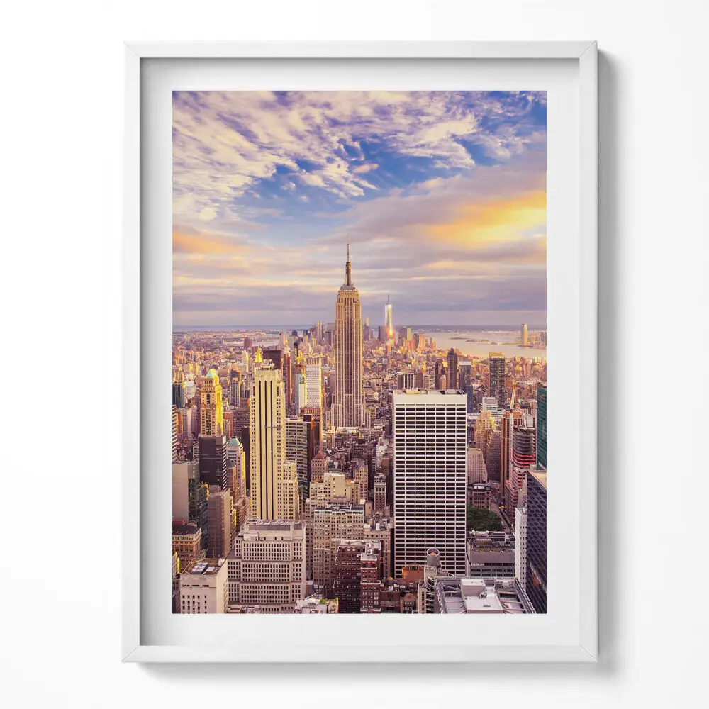 Tablou living cu rama Apus de soare New York