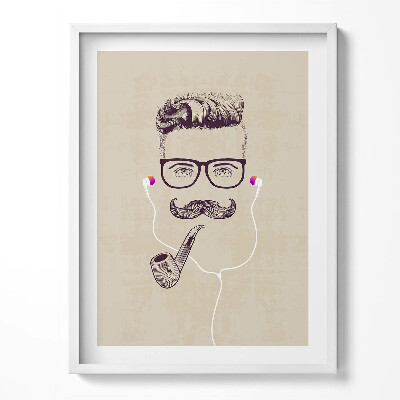 Tablou living cu rama Bărbat cu pipă și căști