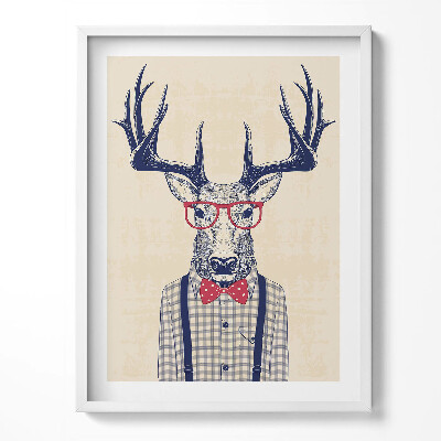 Tablou living cu rama Cerb într-o cămașă și o fundă de jazz