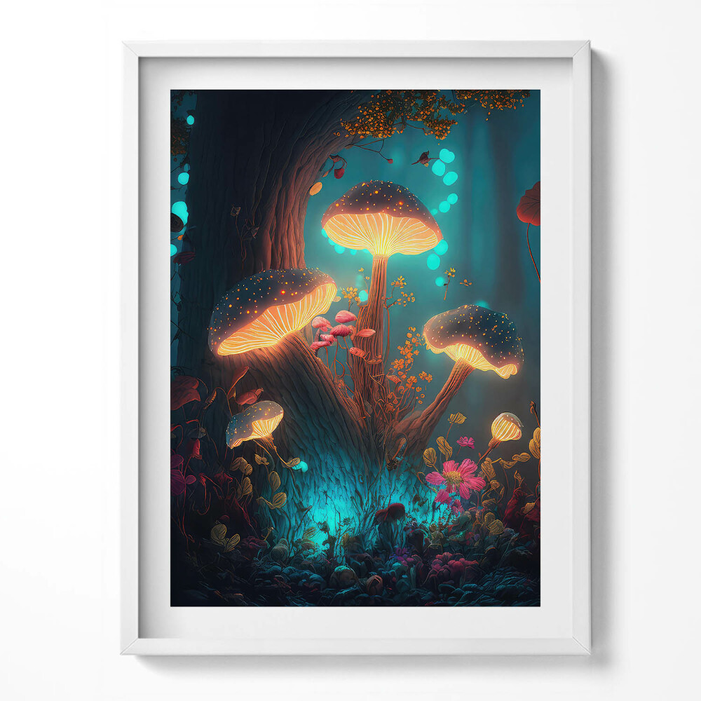 Tablou living cu rama Ciuperci de pădure și halucinogene