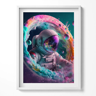 Tablou living cu rama Cosmonaut nori colorați