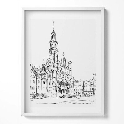 Tablou living cu rama Schiță a orașului vechi din Poznan