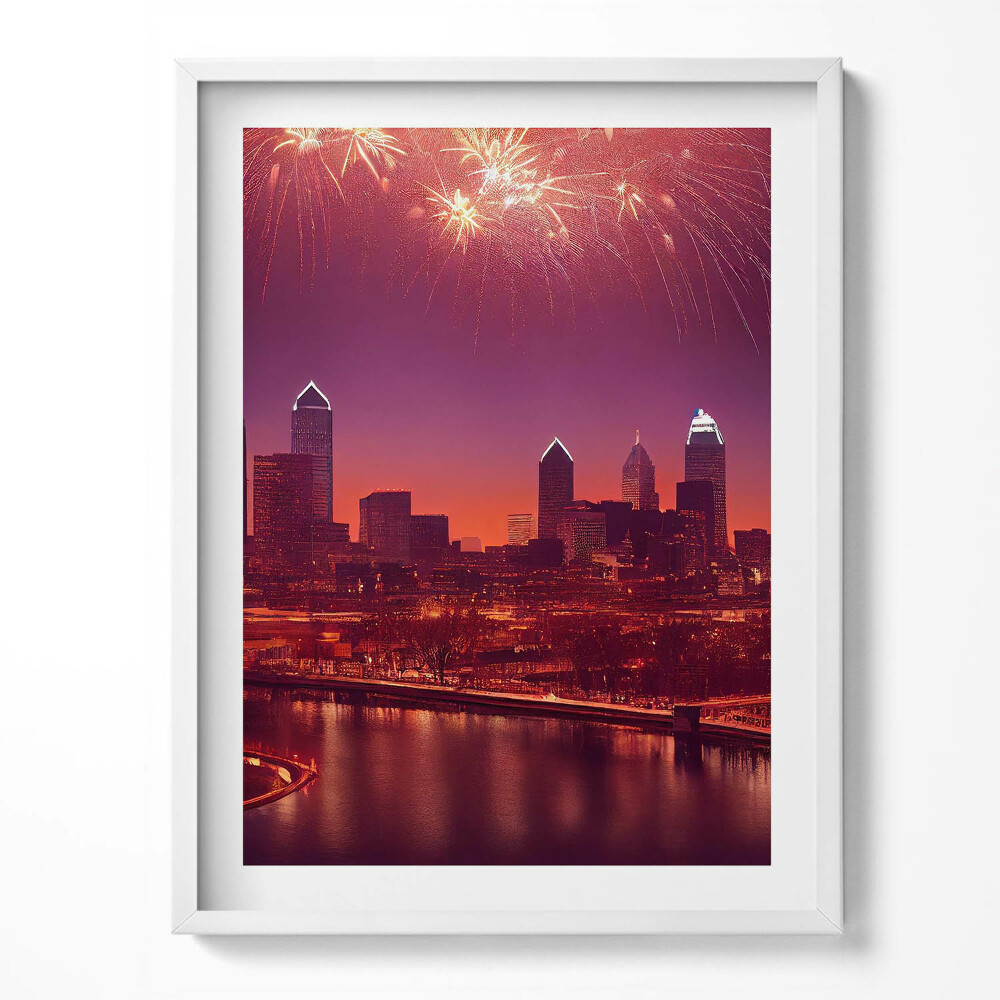 Tablou rama Focuri de artificii în Philadelphia, noaptea