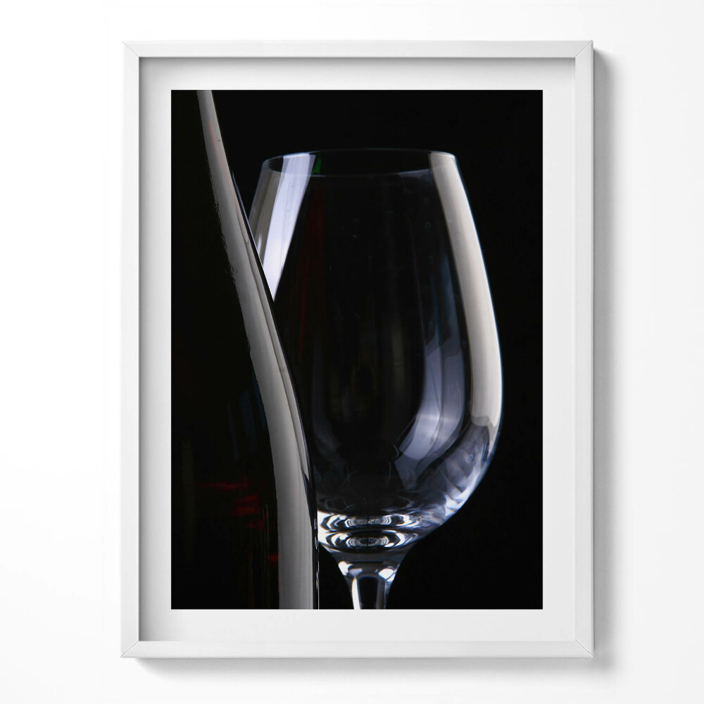 Tablou living cu rama Un pahar și o sticlă