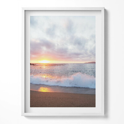 Tablou living cu rama Plaja la mare și apusul soarelui