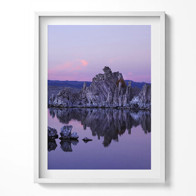 Tablou living cu rama Reflexia rocilor în apă