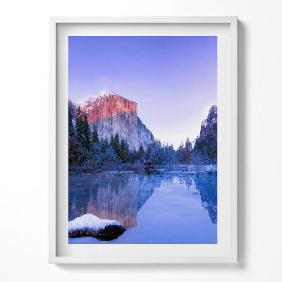 Tablou living cu rama Peisaj lacustru de iarnă