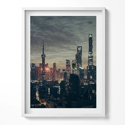 Tablou rama Panoramă a orașului Shanghai noaptea