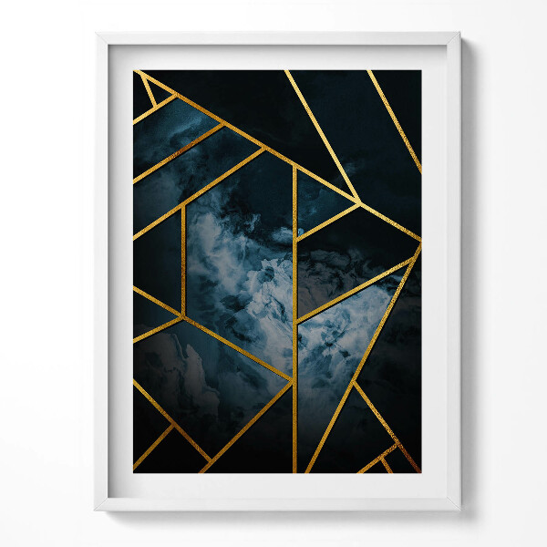 Tablou living cu rama Abstracție geometrică întunecată cu aur