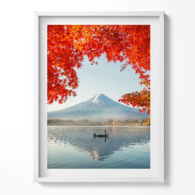 Tablou rama Peisajul Muntelui Fuji sub copacul roșu