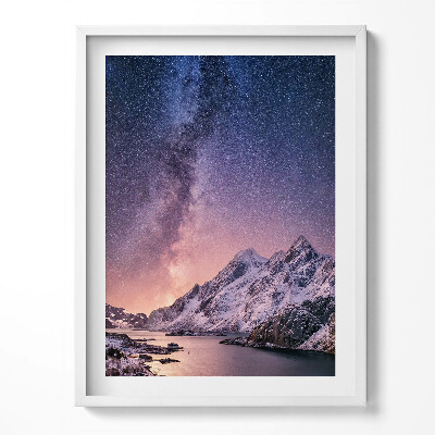 Tablou rama Aurora și cerul înstelat peste munți