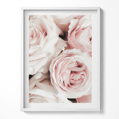 Tablou living cu rama Flori roz pal trandafiri delicati