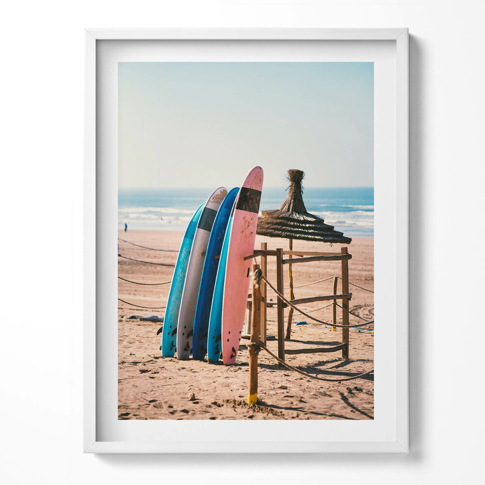 Tablou living cu rama Plăci de surf pe plajă