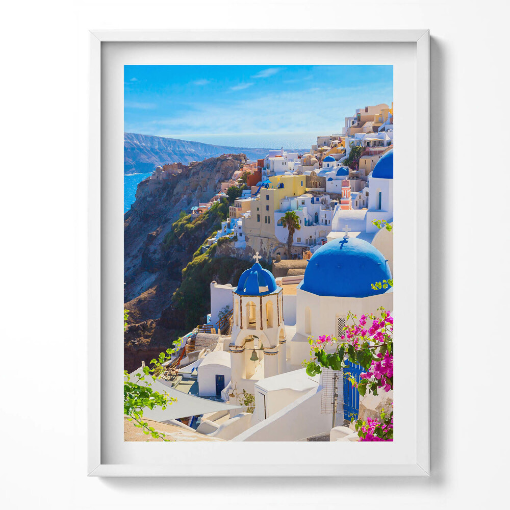 Tablou living cu rama Vedere a arhitecturii grecești din Santorini