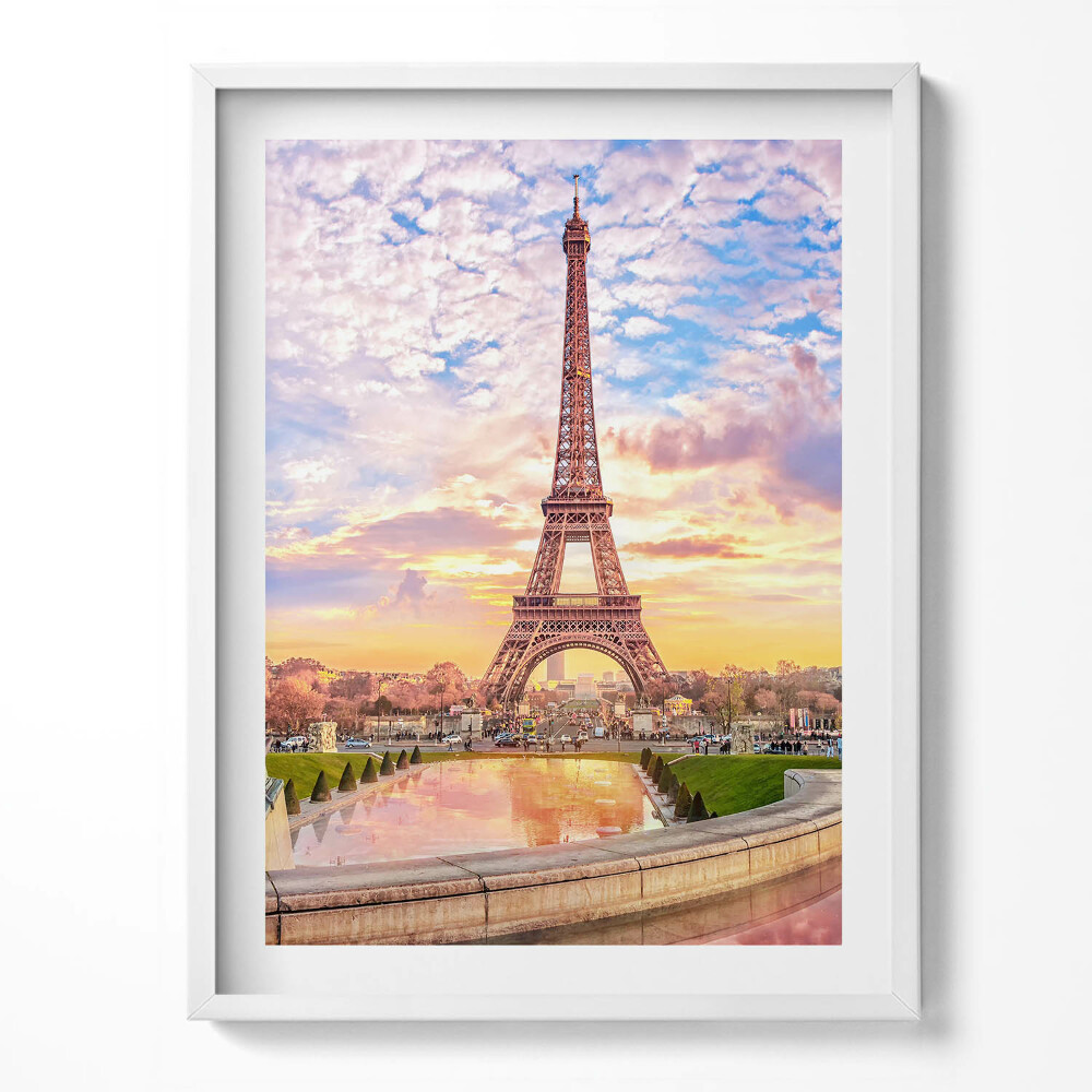 Tablou living cu rama Vedere romantică a Turnului Eiffel din Paris