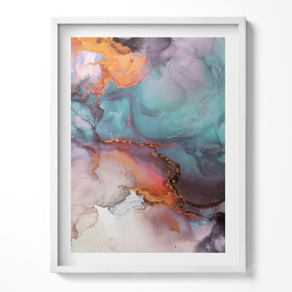 Tablou living cu rama Rezumat lichid cu aur