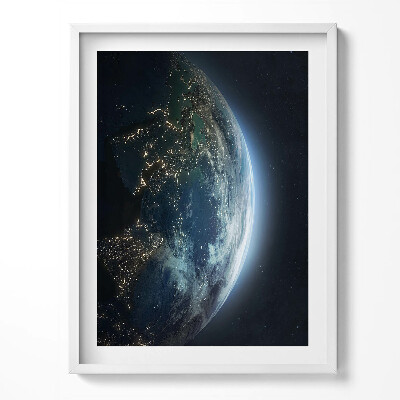 Tablou living cu rama Planeta Pământ văzută din spațiu