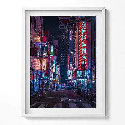 Tablou living cu rama oraș asiatic noaptea