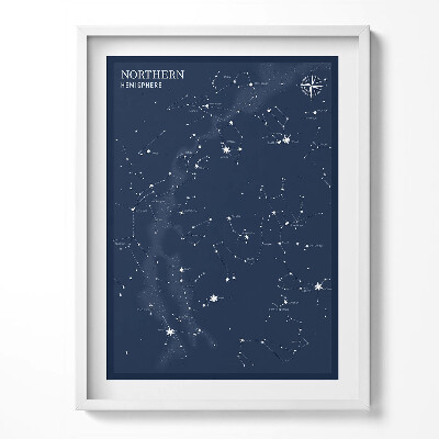 Tablou living cu rama Ilustrație a constelațiilor de pe cerul emisferei nordice