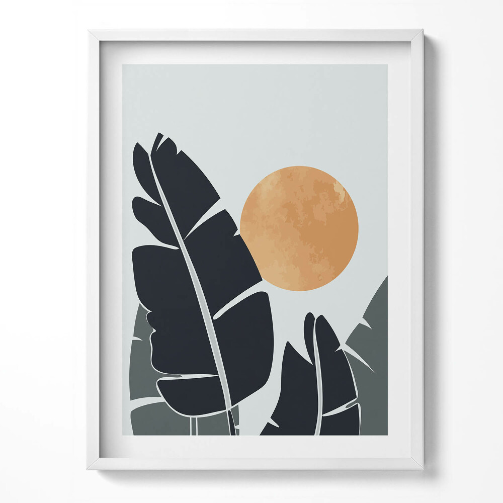 Tablou living cu rama Plante minimaliste și soare în stil boho