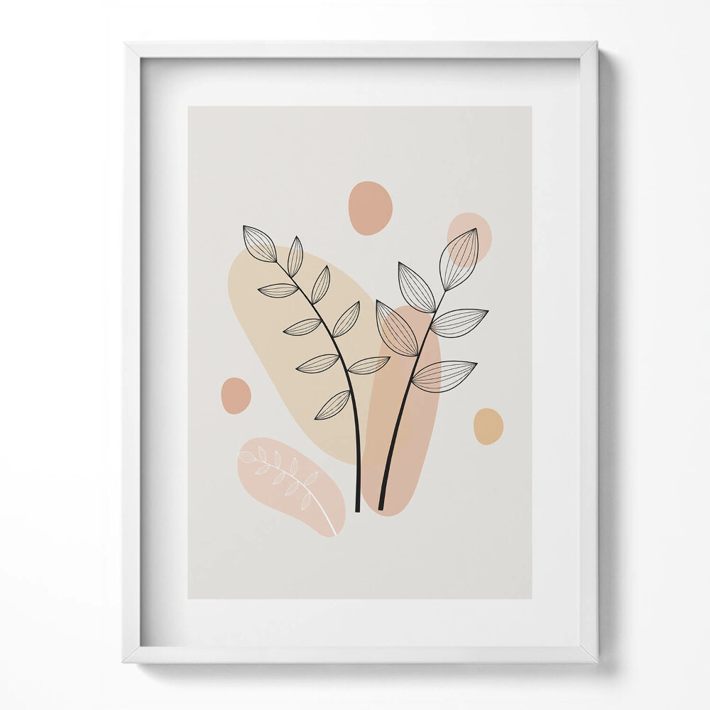 Tablou living cu rama Plante abstracte boho