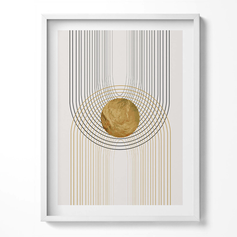 Tablou living cu rama Forme minimaliste abstracte boho cu aur