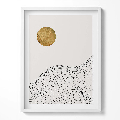 Tablou living cu rama Forme minimaliste abstracte boho cu aur