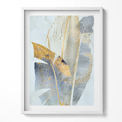 Tablou living cu rama Frunze de bananier glamour cu aur