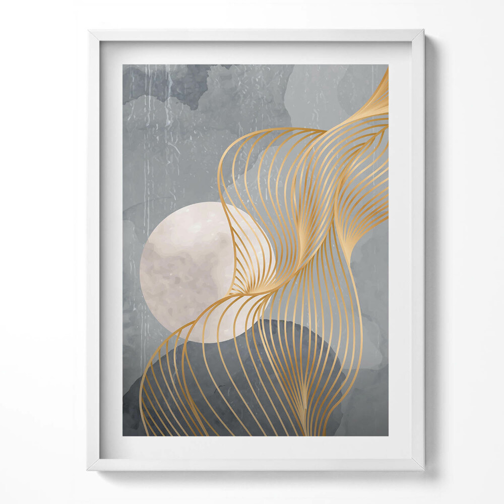 Tablou rama Ilustrație abstractă a lunii cu aur