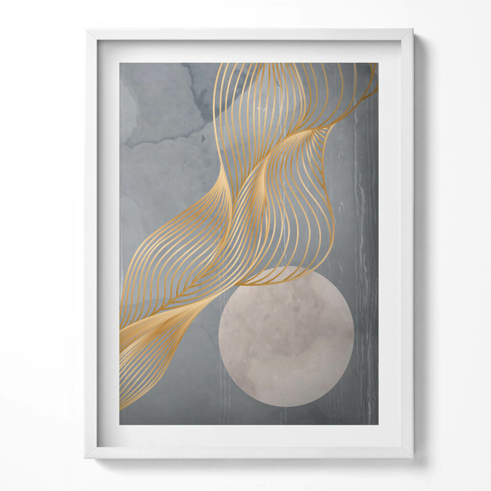 Tablou rama Ilustrație abstractă a lunii cu aur