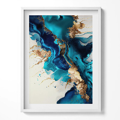 Tablou living cu rama Rezumat lichid cu aur