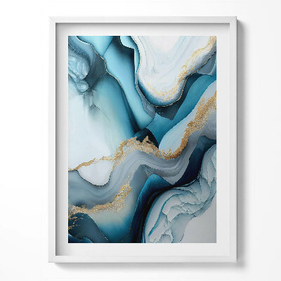 Tablou living cu rama Textură de marmură lichidă cu aur