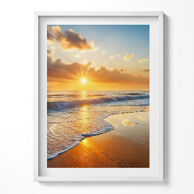 Tablou living cu rama Apus de soare peste mare