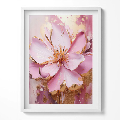 Tablou rama Floare pictată romantic în aur