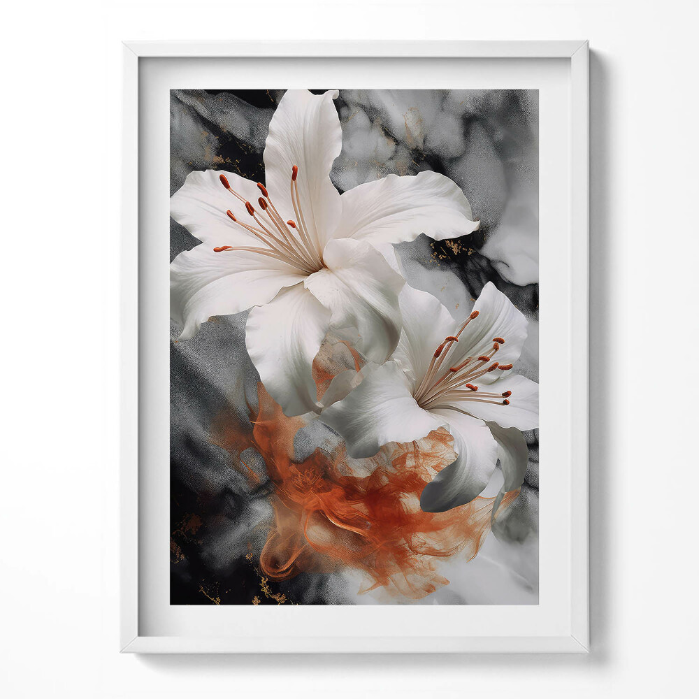 Tablou living cu rama Compoziție de fum și flori