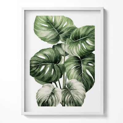 Tablou living cu rama Frunze de Monstera pictate