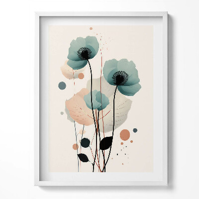 Tablou living cu rama Flori de mac în acuarelă