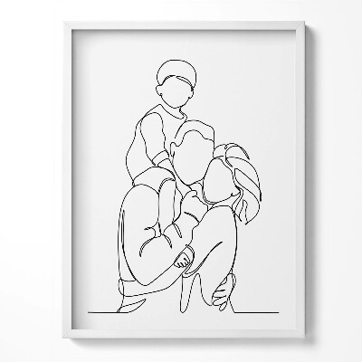 Tablou rama Artă liniară a unei familii fericite cu un copil