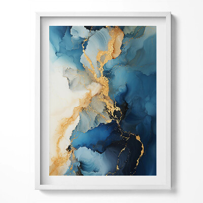 Tablou living cu rama Rezumat lichid cu aur