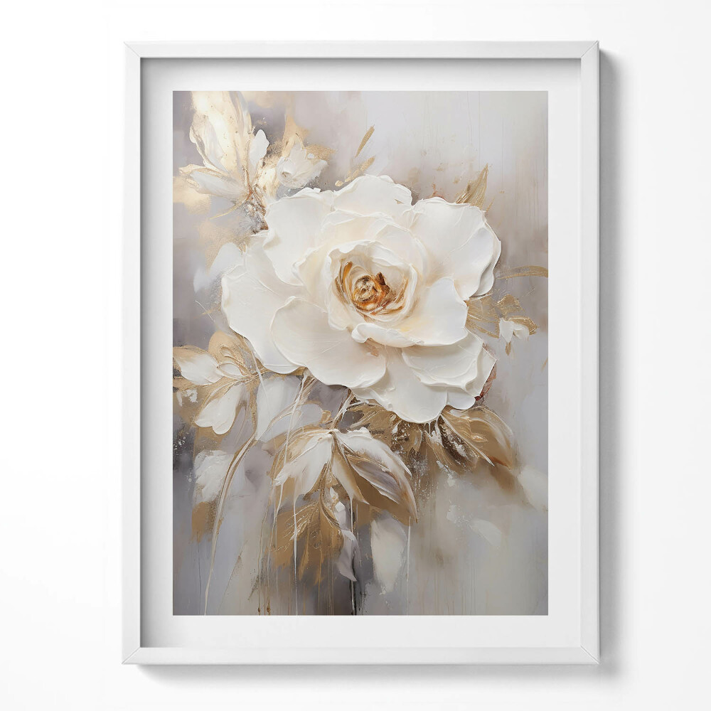 Tablou living cu rama Floare pictată delicat