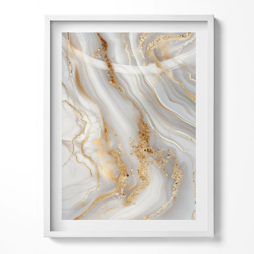 Tablou living cu rama Textură de marmură cu aur