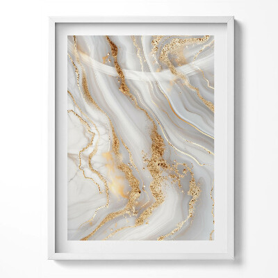 Tablou living cu rama Textură de marmură cu aur