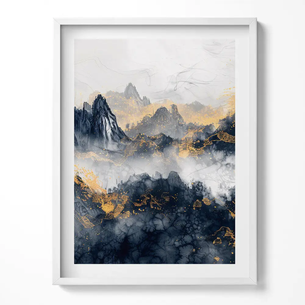 Tablou living cu rama Peisaj abstract al munților printre nori