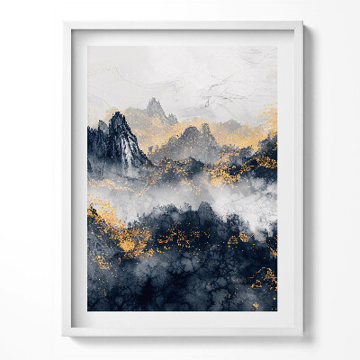 Tablou living cu rama Peisaj abstract al munților printre nori