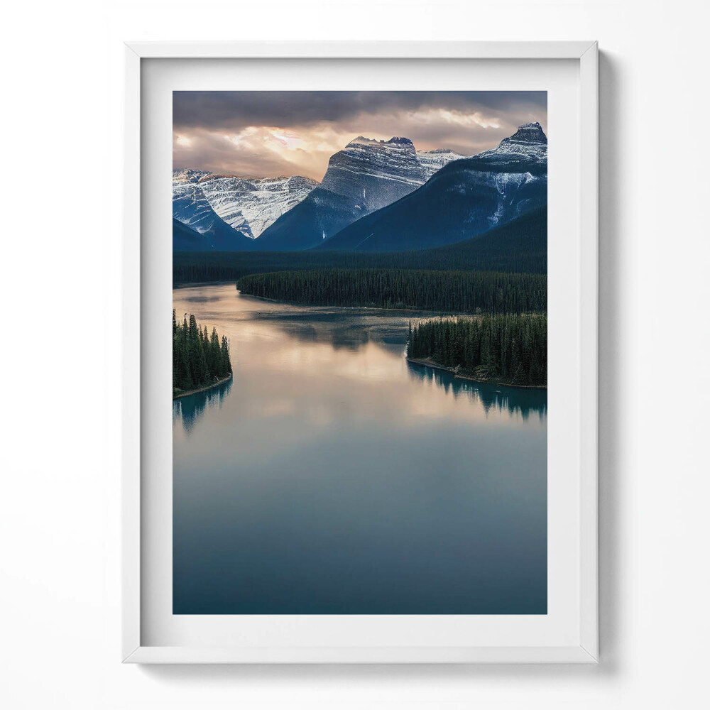 Tablou rama Peisaj cu râuri, păduri și munți