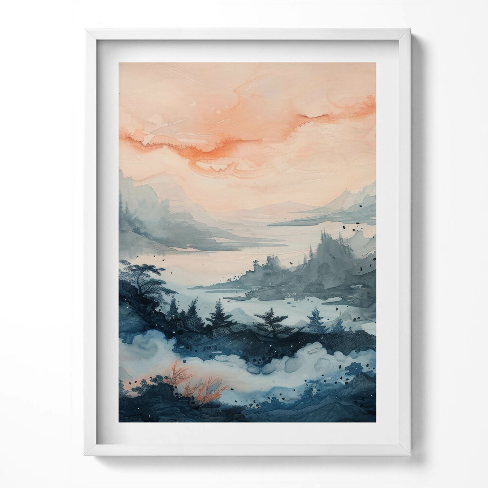 Tablou rama Peisaj abstract de munți și păduri