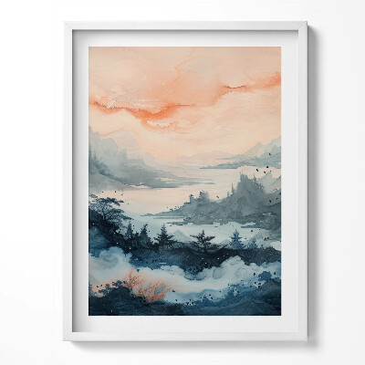 Tablou rama Peisaj abstract de munți și păduri