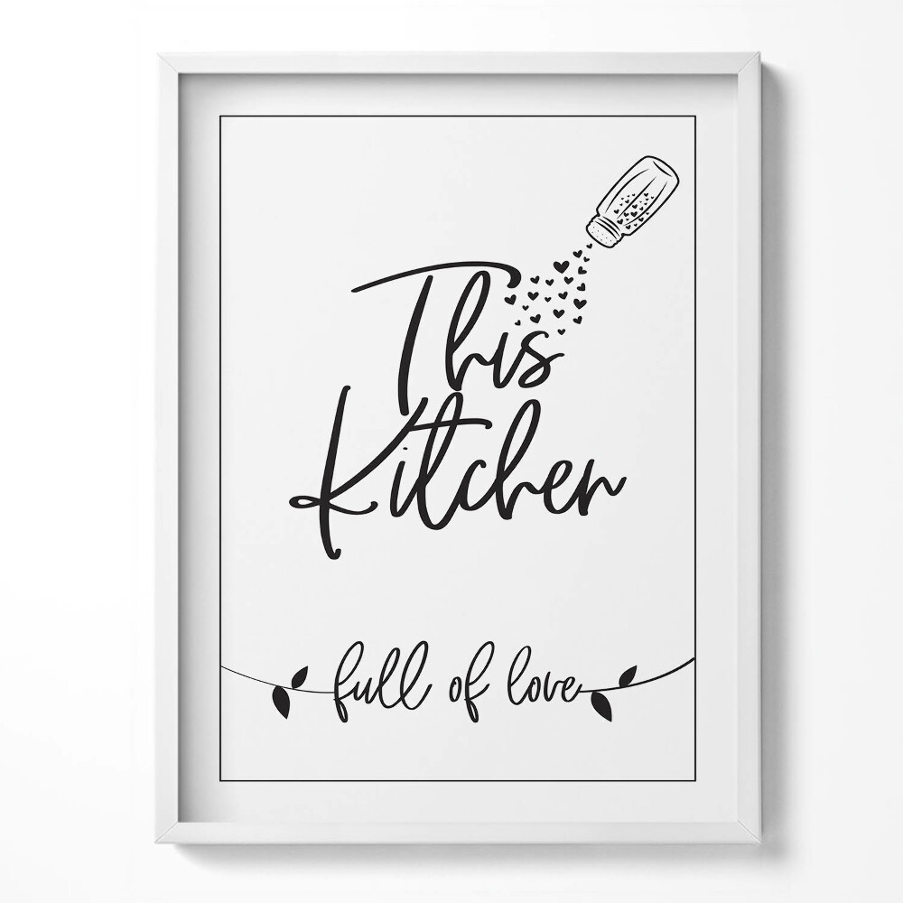 Tablou rama Inscripție pentru bucătărie și sufragerie «plină de dragoste»