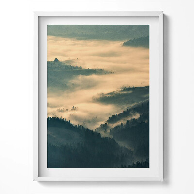 Tablou rama Peisaj montan cu păduri în ceață